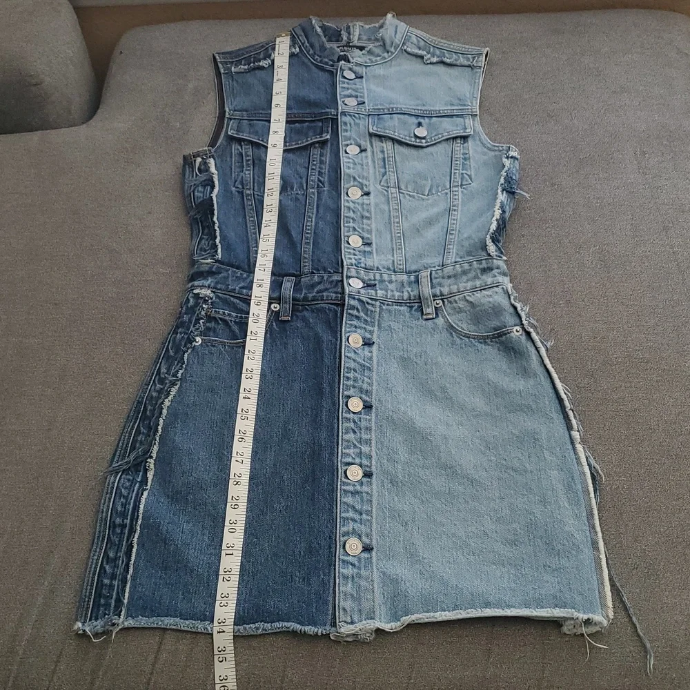 HUDSON DIY Pieced Two-Toned Distressed Button Down Sleeveless Denim Dress SIZE:M - Picture 13 of 16